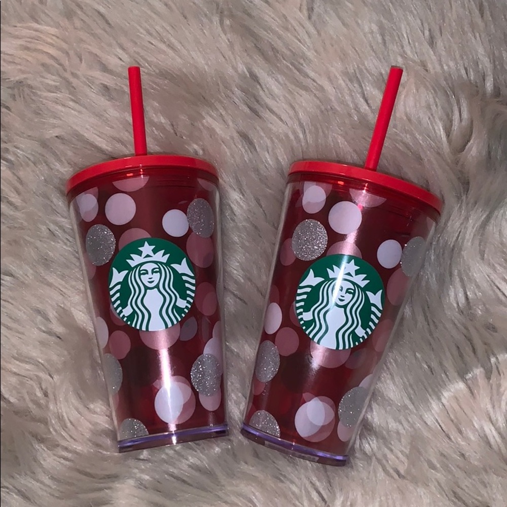 2 Grande polka dot Starbucks tumblers